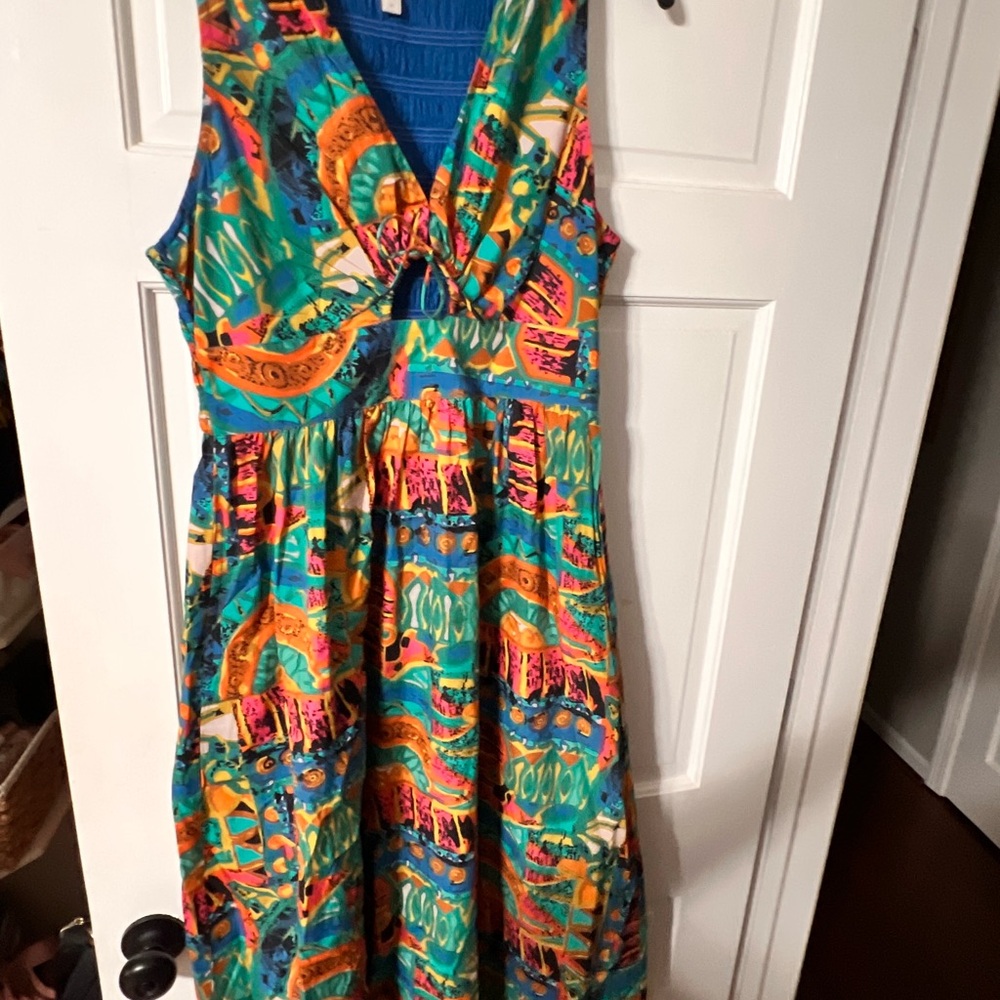 Cleobella Vibrant Blue and Orange Maxi Dress